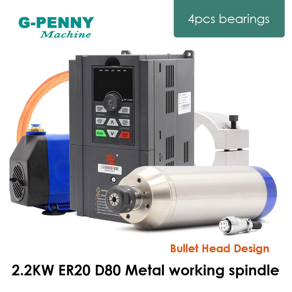 2.2Kw Water Cooled Spindle Kit Vfd - 2,2 kW ER20 D80 Metallspindel, wassergekühlter